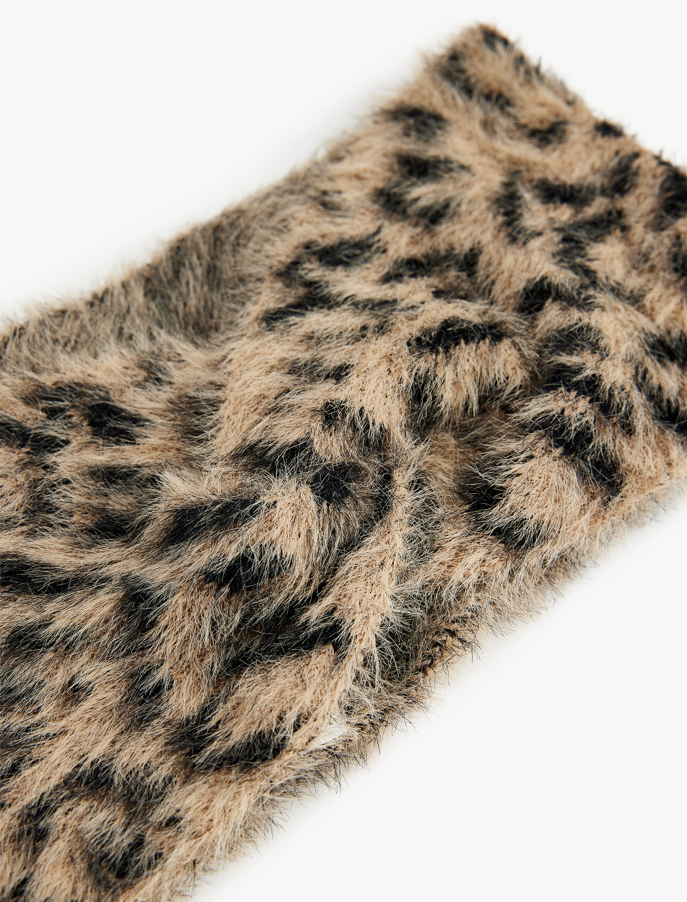  Kadın Leopar Desenli Peluş Saç Bandı