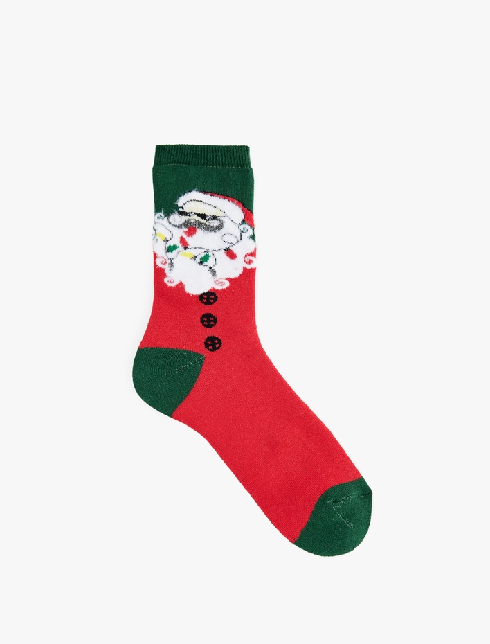 Kadın Renk Bloklu Pamuklu Havlu Soket Yılbaşı Çorabı