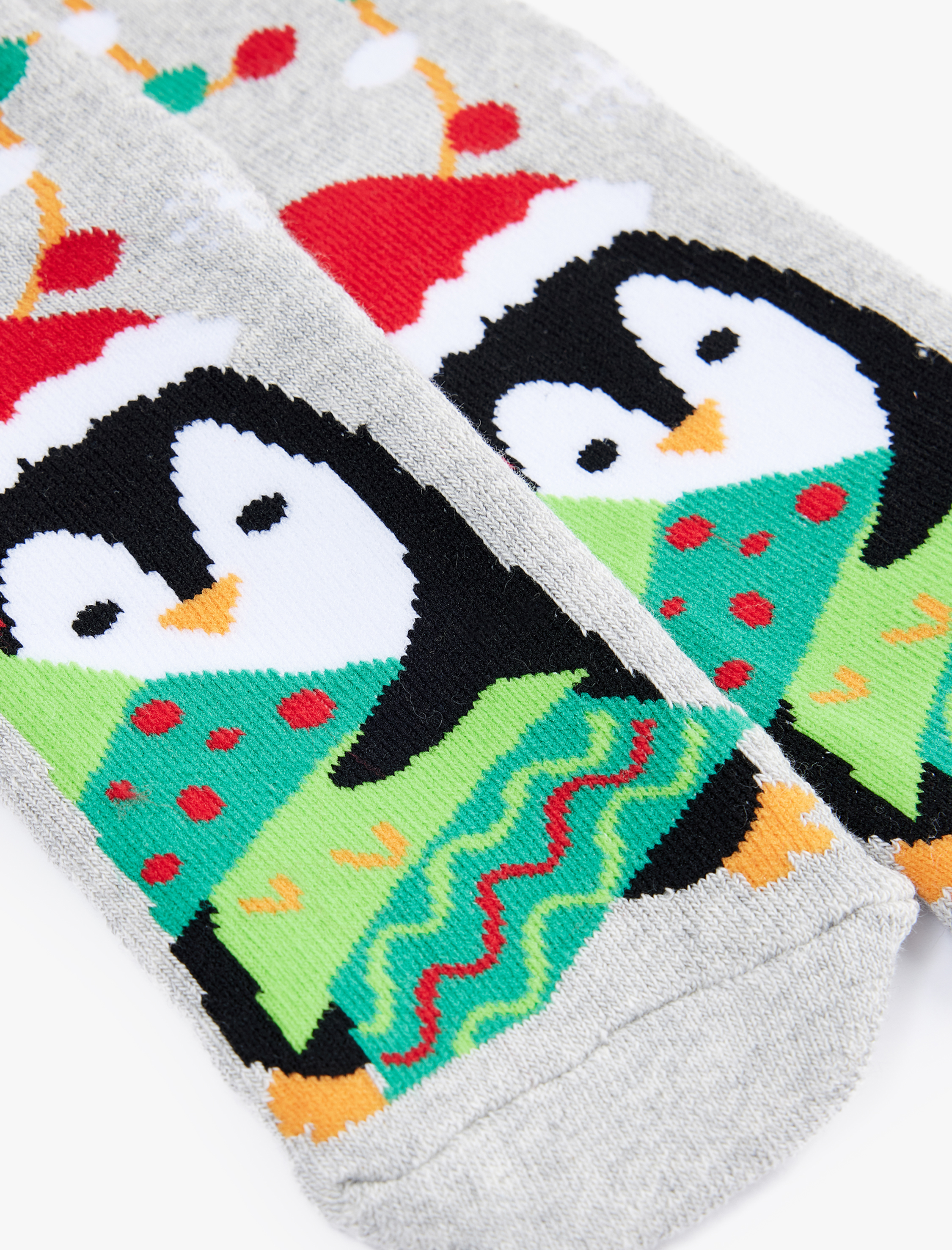  Kız Çocuk Penguen Desenli Yılbaşı Çorabı