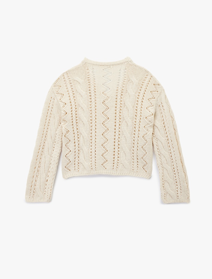  Ajurlu V Yaka Uzun Kollu Triko Kazak