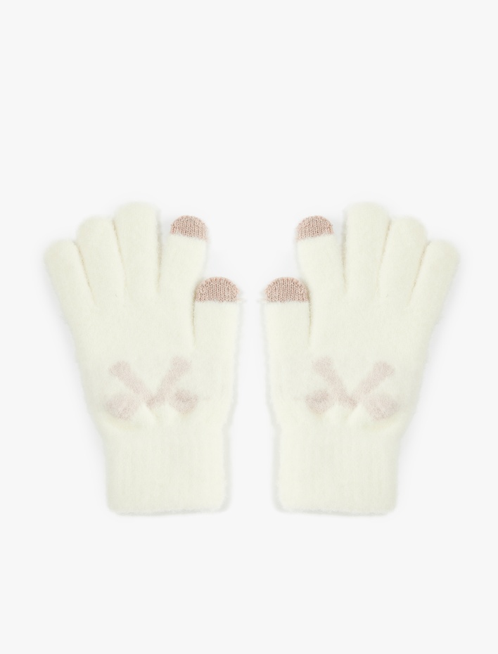 Kız Çocuk Fiyonk Detaylı Triko Eldiven