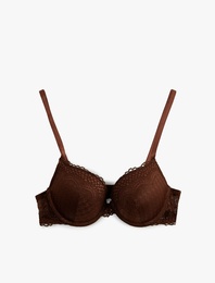 Viskon Karışımlı Dantel Detaylı Ekstra Dolgulu Destekli Sütyen