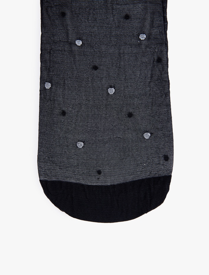 Kadın 15 Den Puantiye Desenli Simli Külotlu Çorap