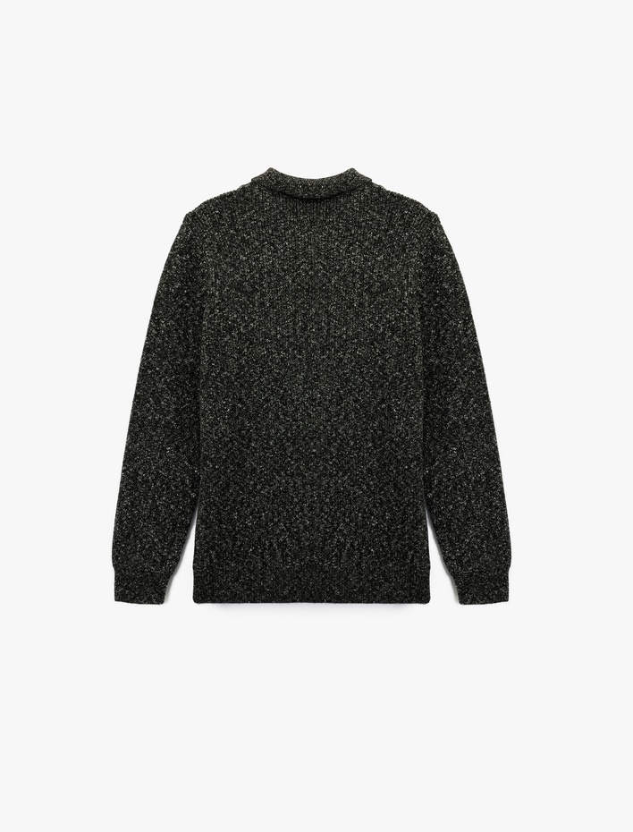  Regular Fit Düğmeli Polo Yaka Triko Kazak