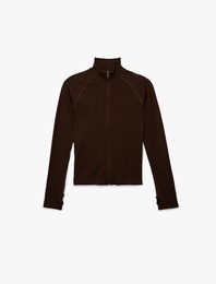 Slim Fit Dikiş Detaylı Fermuarlı Dik Yaka Spor Ceket