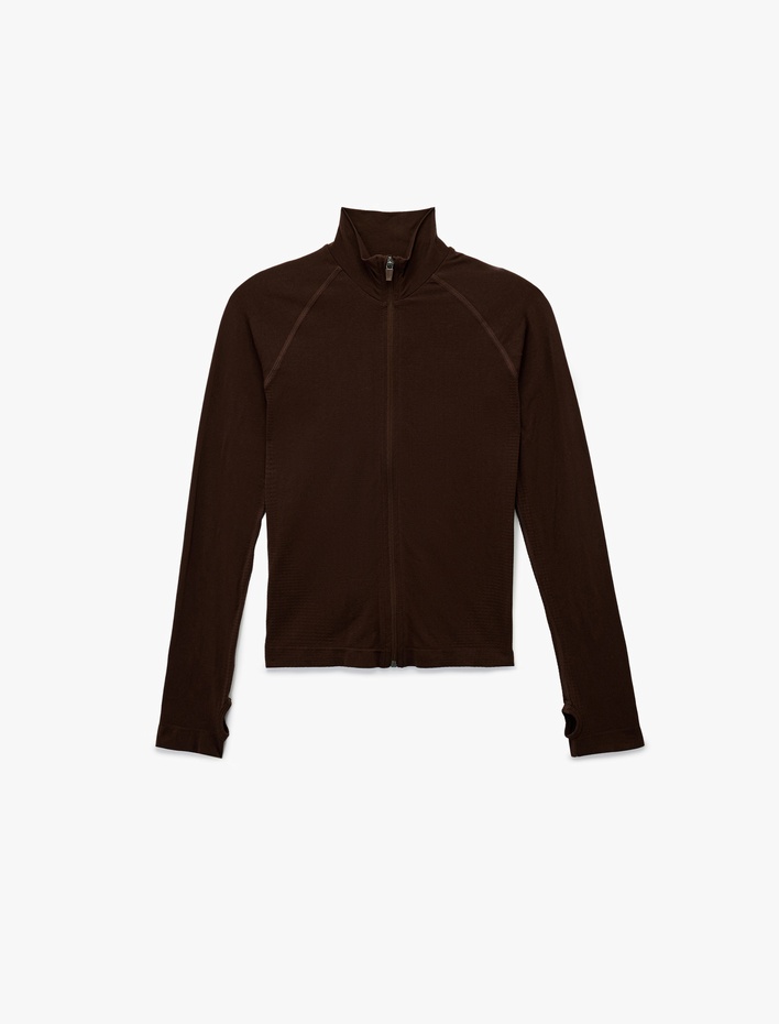  Slim Fit Dikiş Detaylı Fermuarlı Dik Yaka Spor Ceket