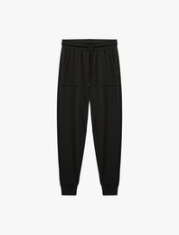 Yüksek Bel Bağcıklı Rahat Kalıp Cepli Spor Jogger Eşofman Altı