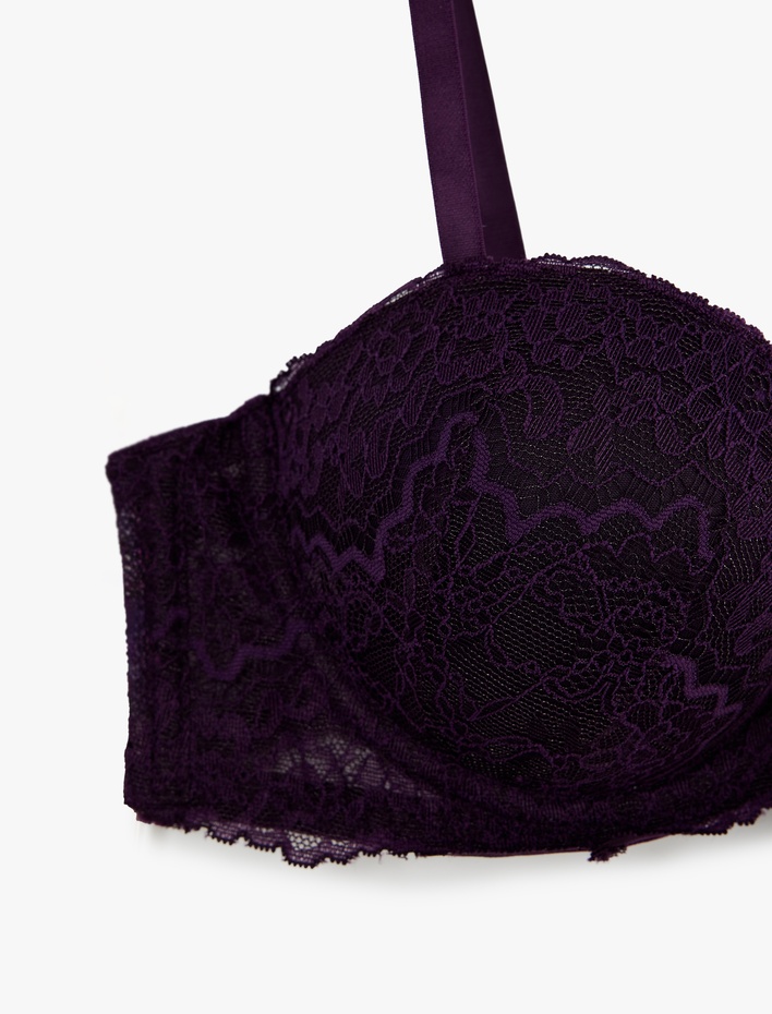  Ekstra Dolgulu Destekli Balensiz Dantelli Sütyen