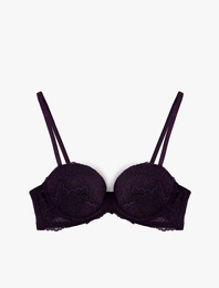 Ekstra Dolgulu Destekli Balensiz Dantelli Sütyen