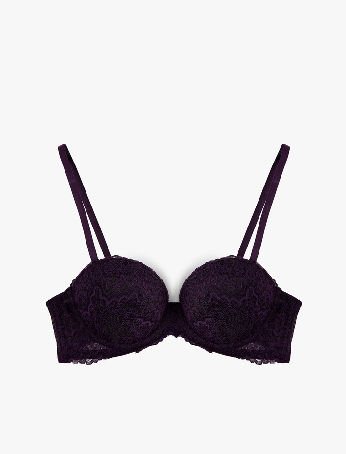  Ekstra Dolgulu Destekli Balensiz Dantelli Sütyen