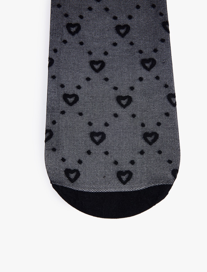 Kadın 15 Den Kalp Desenli Külotlu Çorap