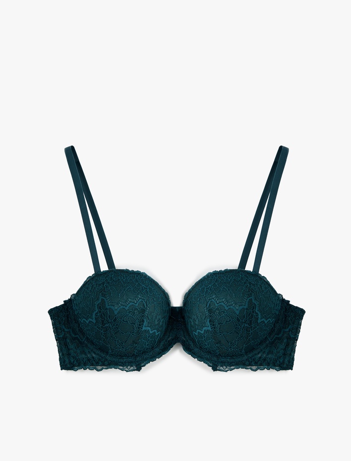  Ekstra Dolgulu Destekli Balensiz Dantelli Sütyen