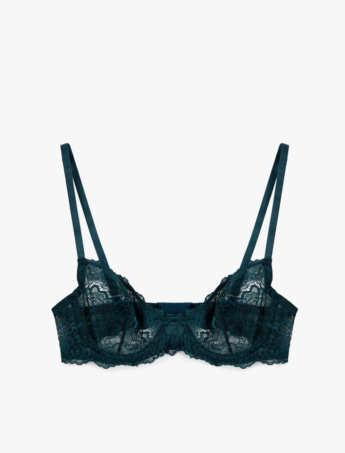  Balenli Dolgusuz Rahat Kalıp Dantelli Sütyen