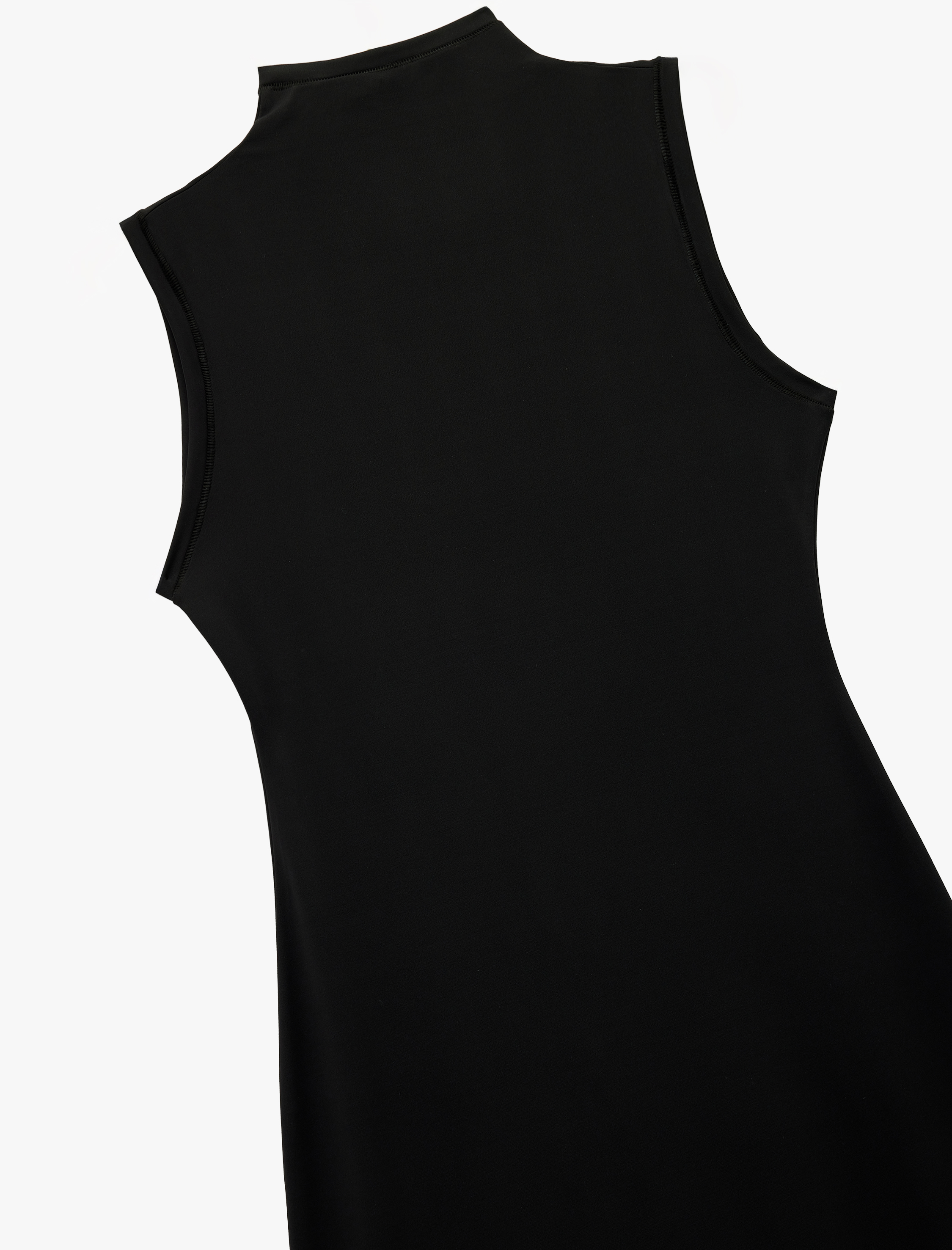   Dar Kalıp Midi Boy Kolsuz Dik Yaka Kalem Bodycon Elbise