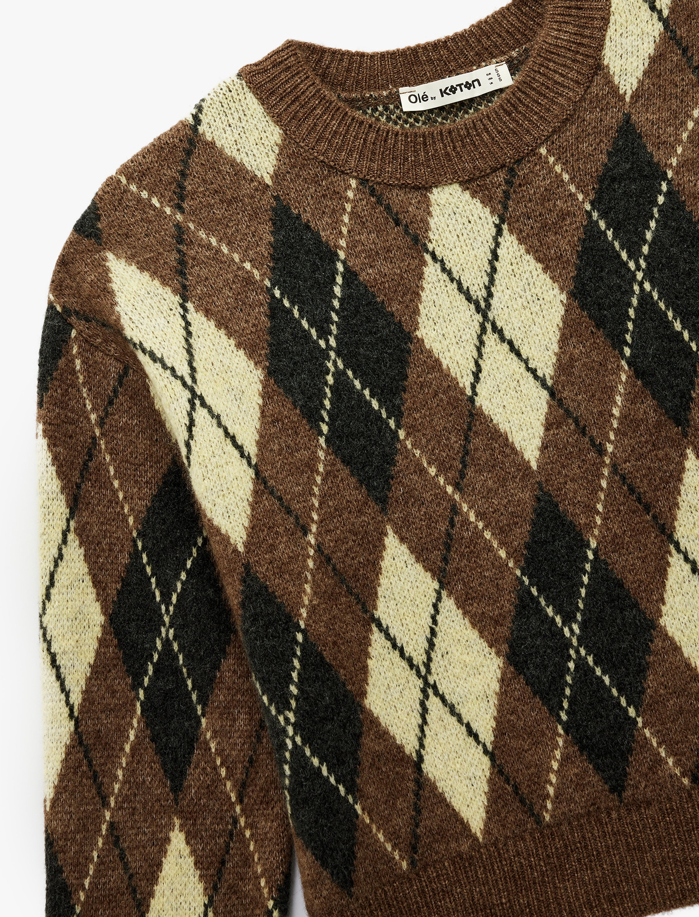   Baklava Desenli Uzun Kollu Bisiklet Yaka Triko Kazak