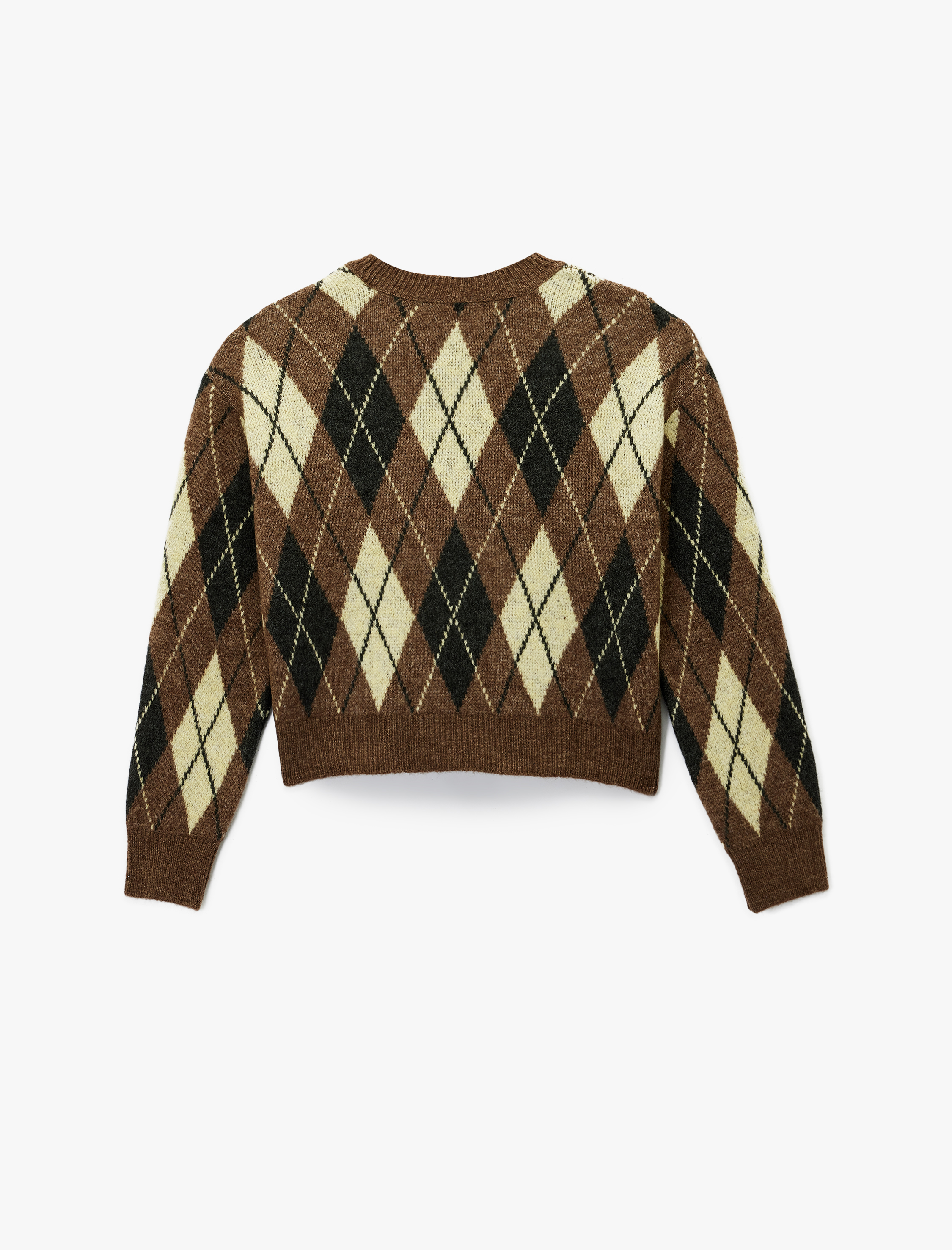   Baklava Desenli Uzun Kollu Bisiklet Yaka Triko Kazak