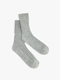 Koyun Yünü Karışımlı Dokulu Kalın Soket Çorap