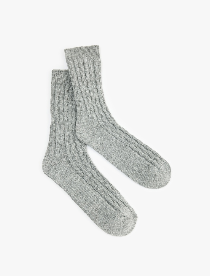 Erkek Koyun Yünü Karışımlı Dokulu Kalın Soket Çorap