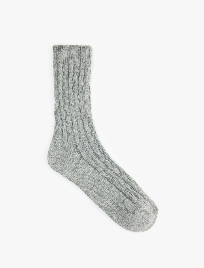 Erkek Koyun Yünü Karışımlı Dokulu Kalın Soket Çorap