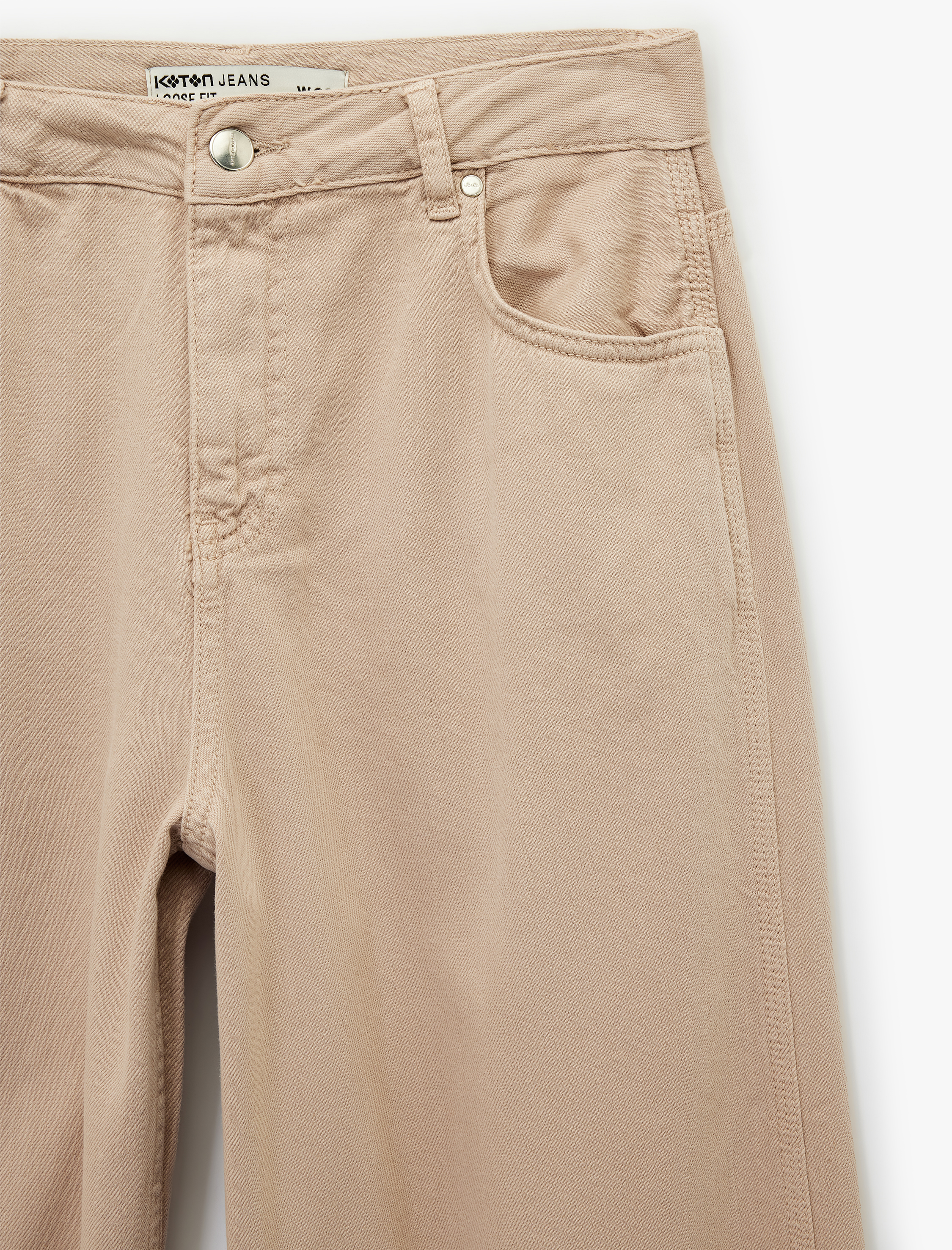   Düz Paça Bol Kesim Düğmeli Cepli Jean Pantolon - Loose Straight Fit Jean