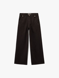Koton X Melis Ağazat - Pamuklu Geniş Paça Kemer Detaylı Pantolon - Wide Leg Jeans
