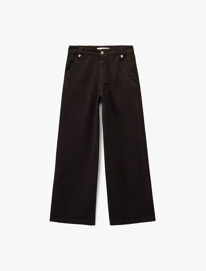 Koton X Melis Ağazat - Pamuklu Geniş Paça Kemer Detaylı Pantolon - Wide Leg Jeans