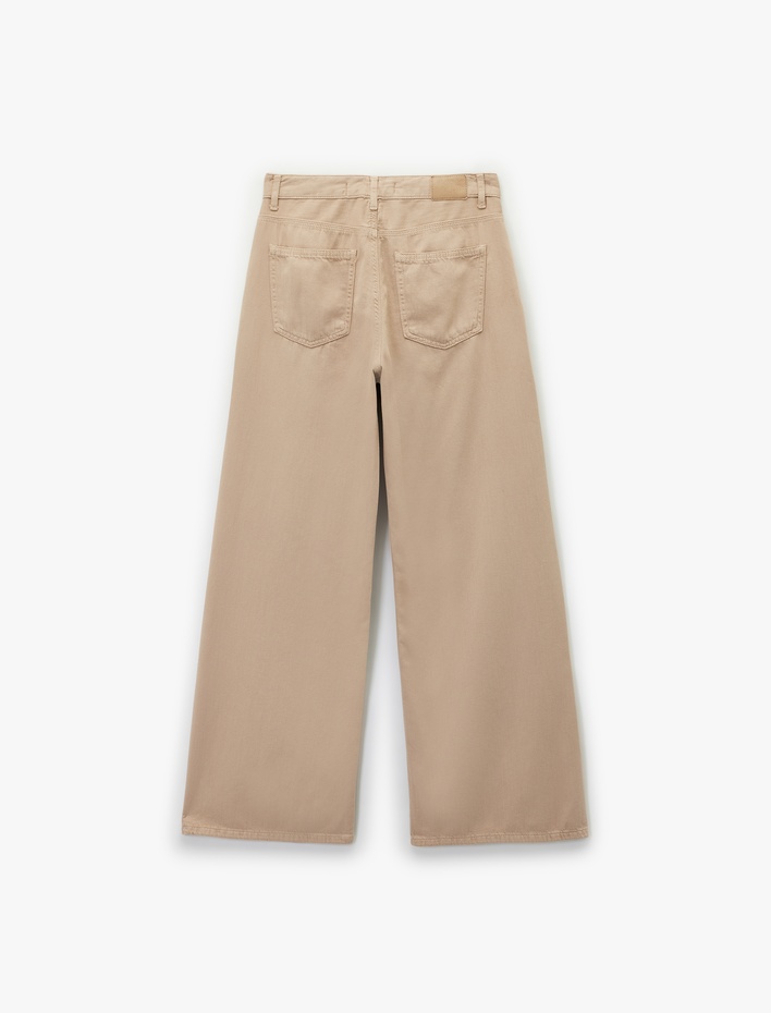  Düz Paça Bol Kesim Düğmeli Cepli Jean Pantolon - Loose Straight Fit Jean