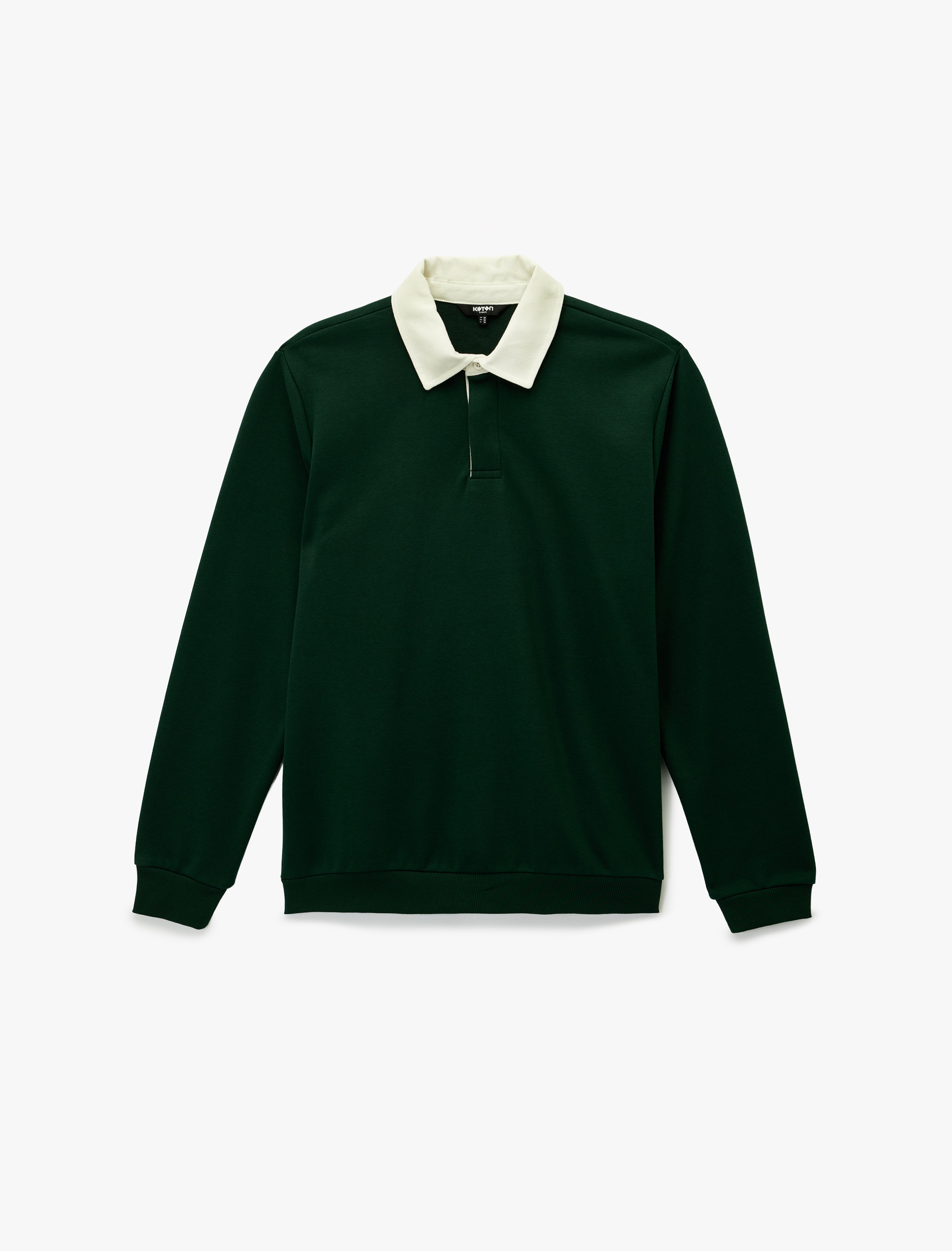   Şardonlu Düğmeli Polo Yaka Uzun Kollu Sweatshirt
