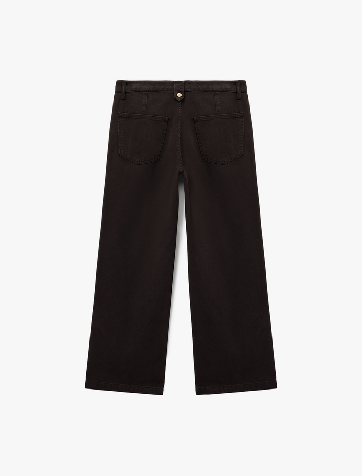  Koton X Melis Ağazat - Pamuklu Geniş Paça Kemer Detaylı Pantolon - Wide Leg Jeans