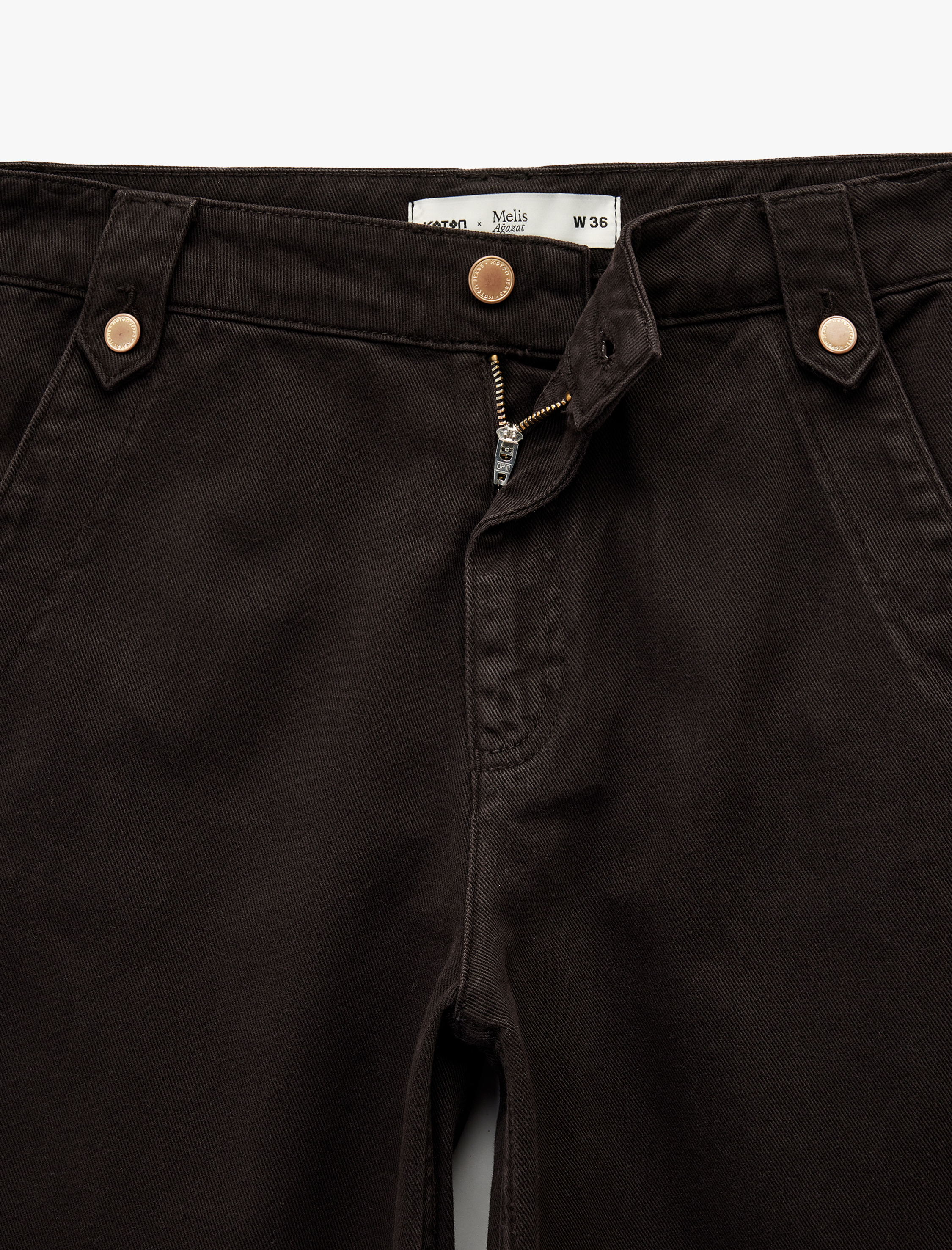   Koton X Melis Ağazat - Pamuklu Geniş Paça Kemer Detaylı Pantolon - Wide Leg Jeans