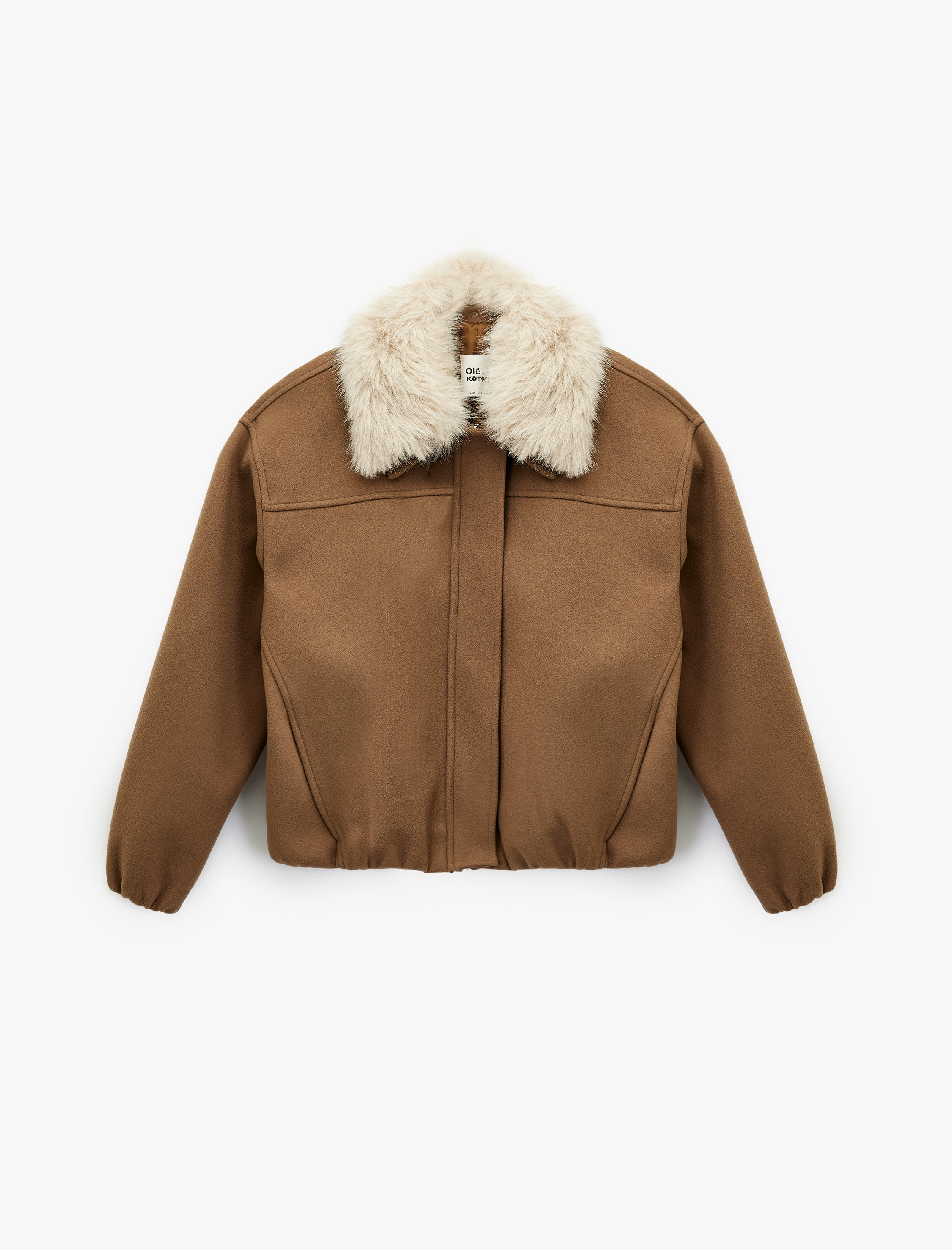   Çıkarılabilir Kürk Yakalı Uzun Kollu Ceket