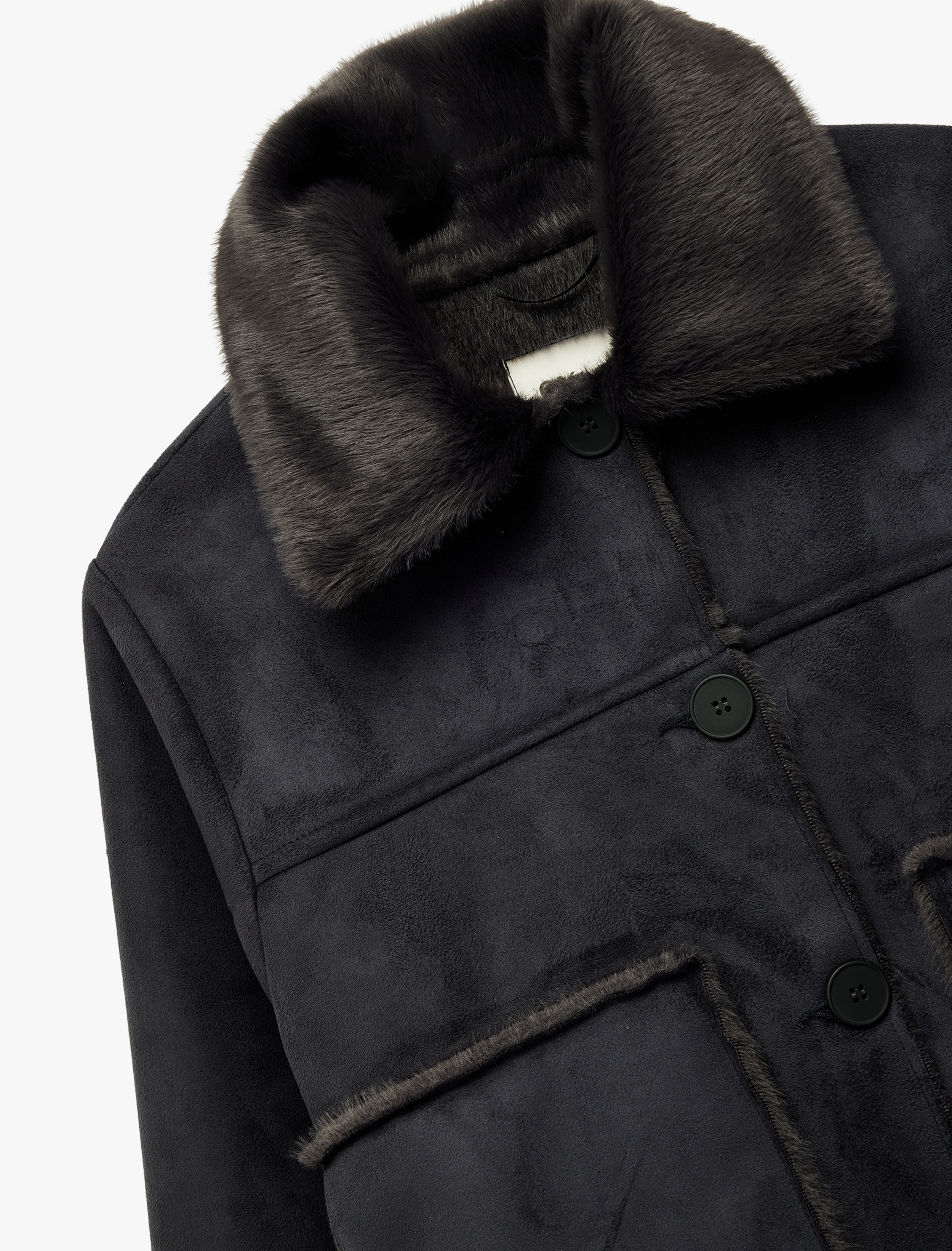   Uzun Kollu Düğmeli Gömlek Yaka Ceket