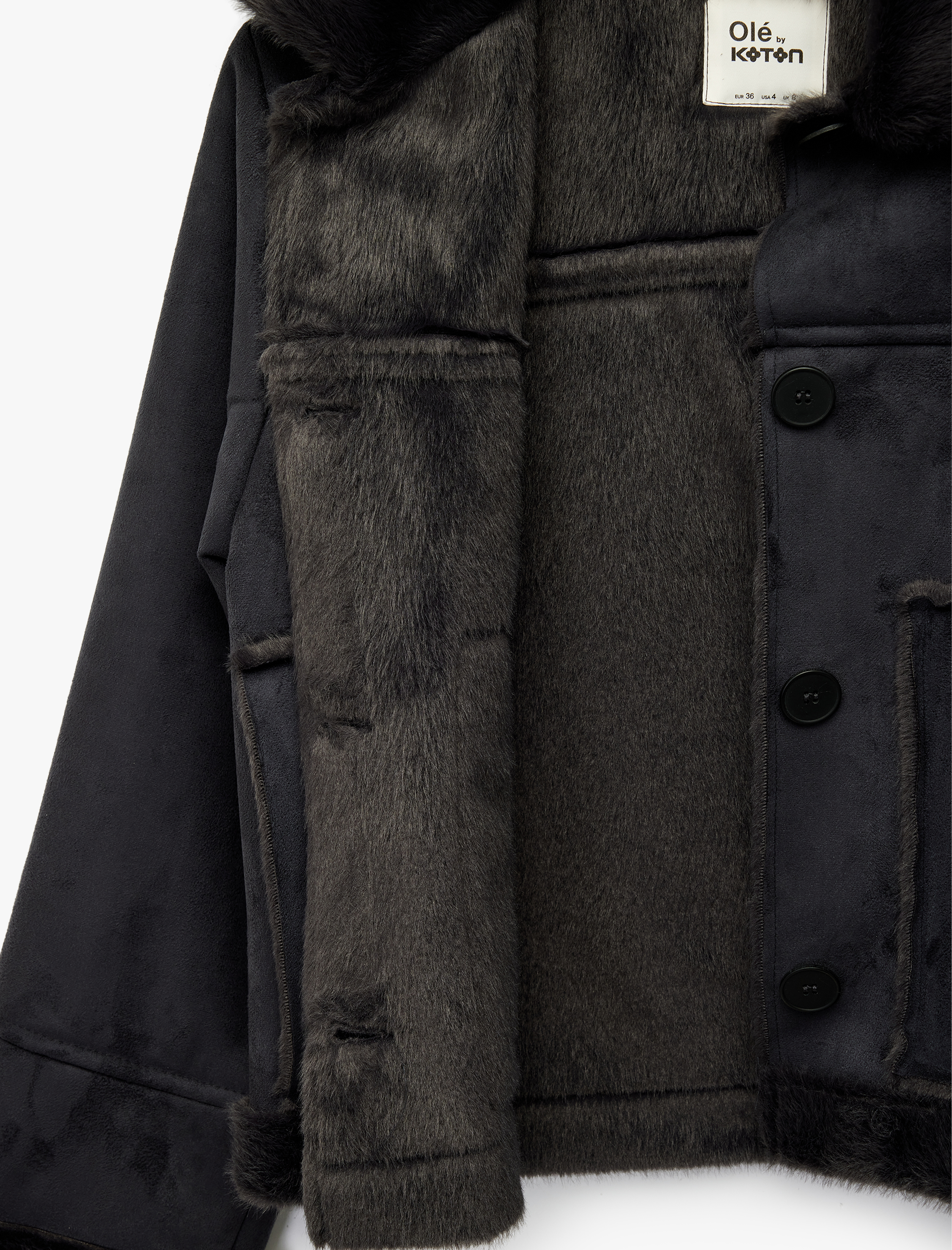   Uzun Kollu Düğmeli Gömlek Yaka Ceket