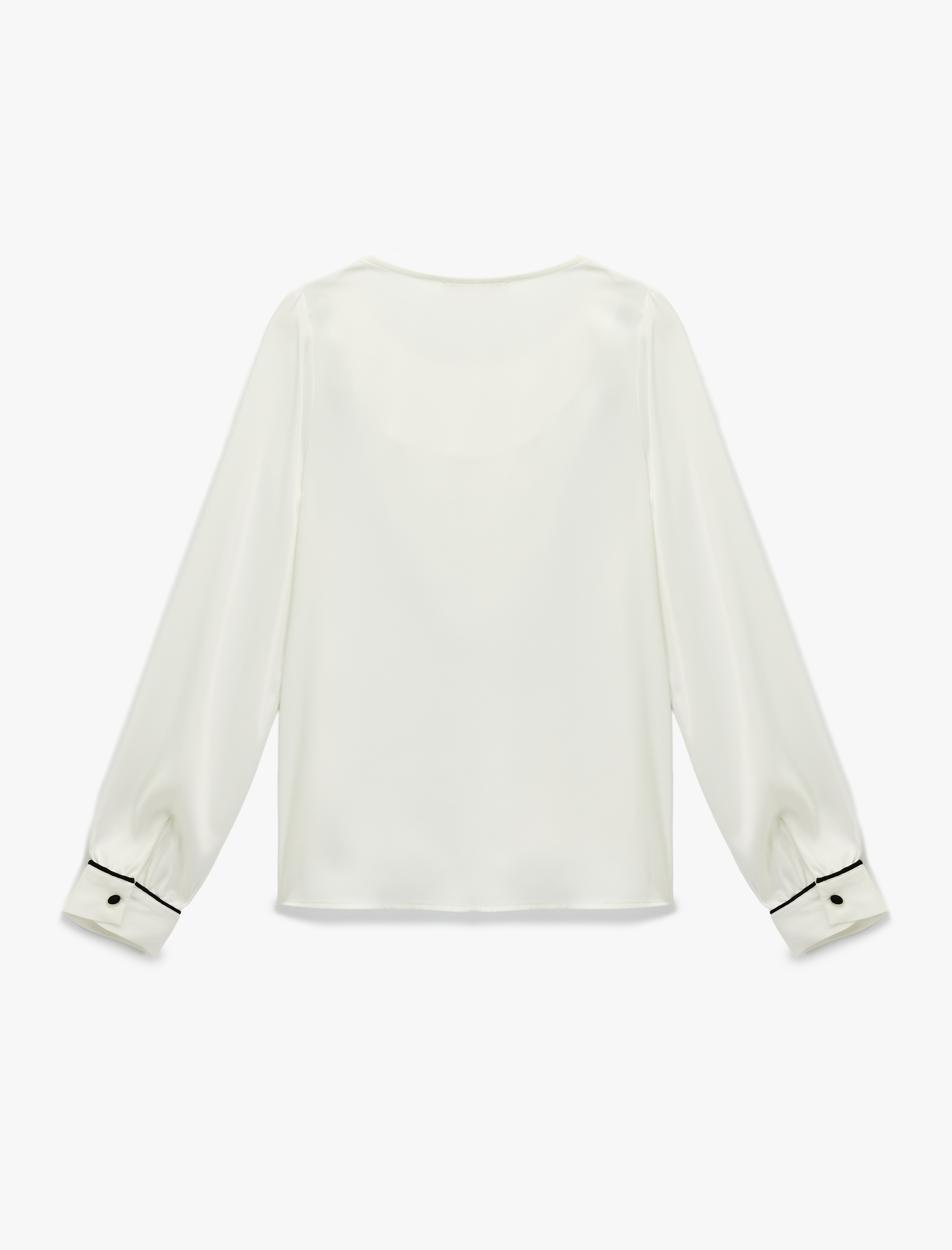   Dantel Detaylı Uzun Kollu Şal Yaka Bluz