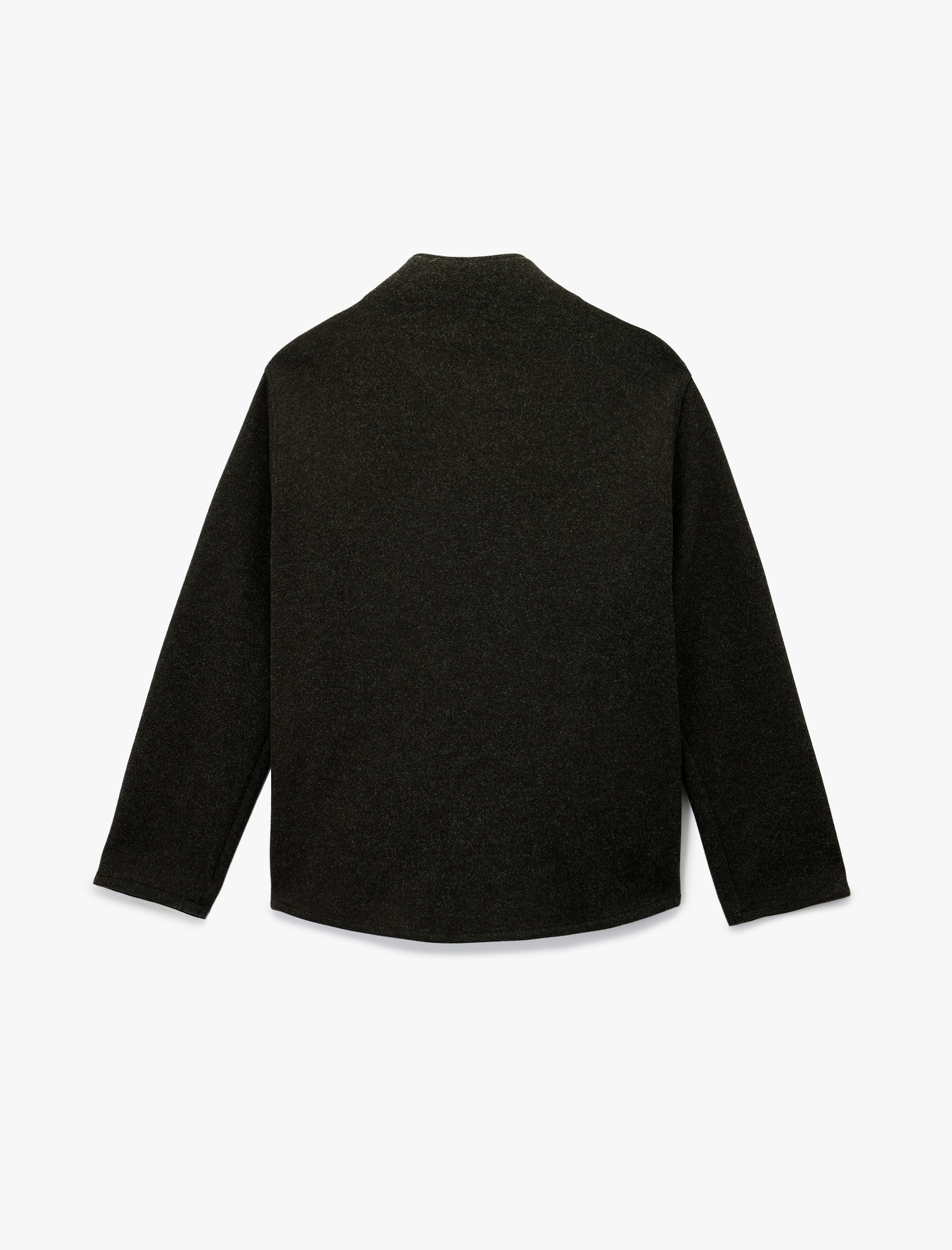   Uzun Kollu Dik Yaka Düğmeli Kruvaze Kaşe Ceket