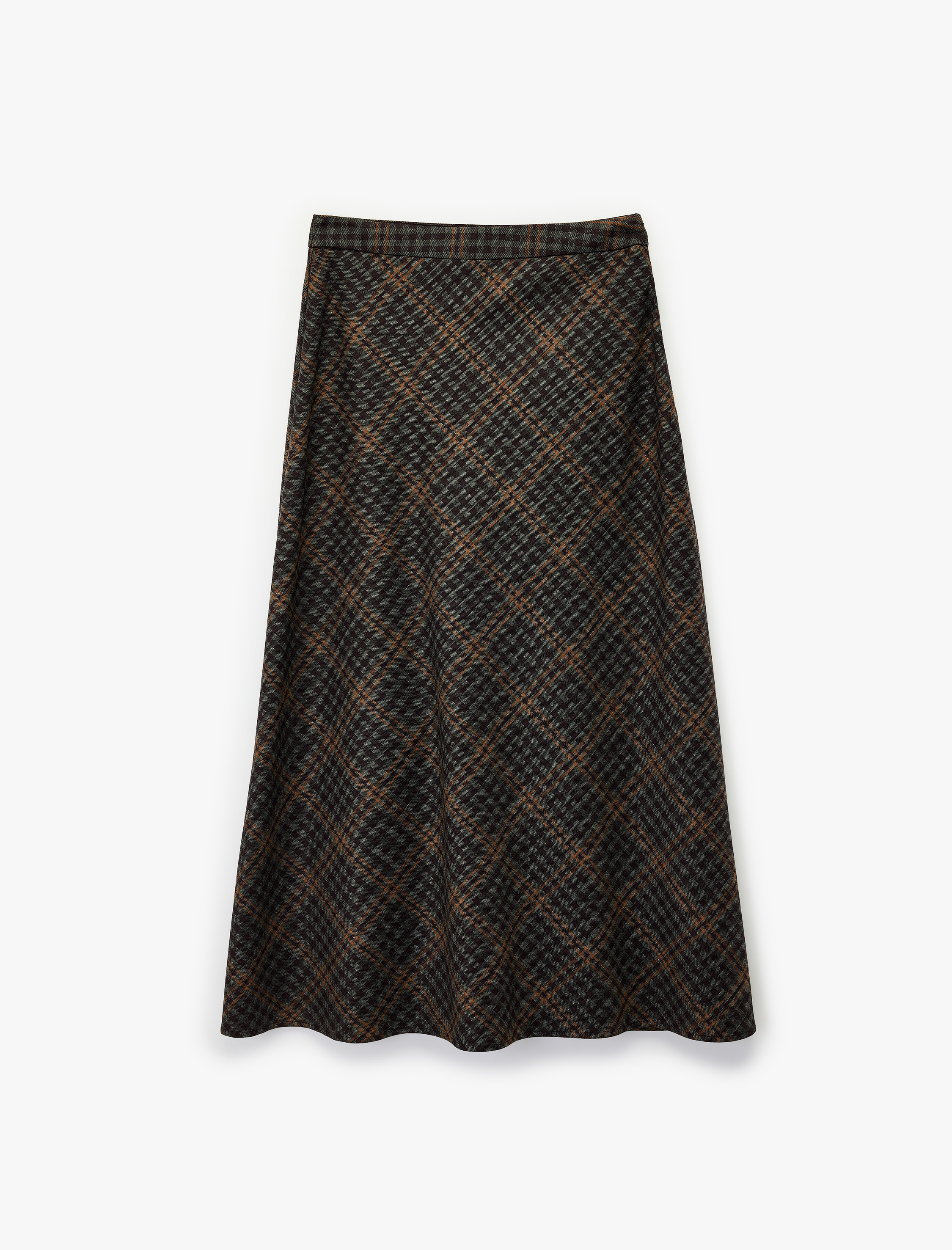   Rahat Kalıp Çan Kesim Midi Boy Ekose Etek