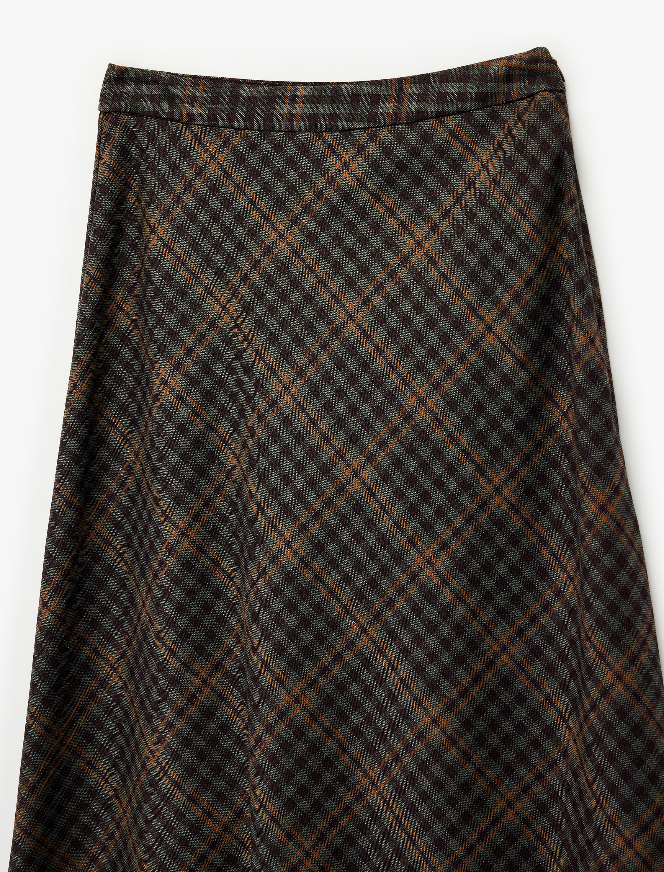   Rahat Kalıp Çan Kesim Midi Boy Ekose Etek