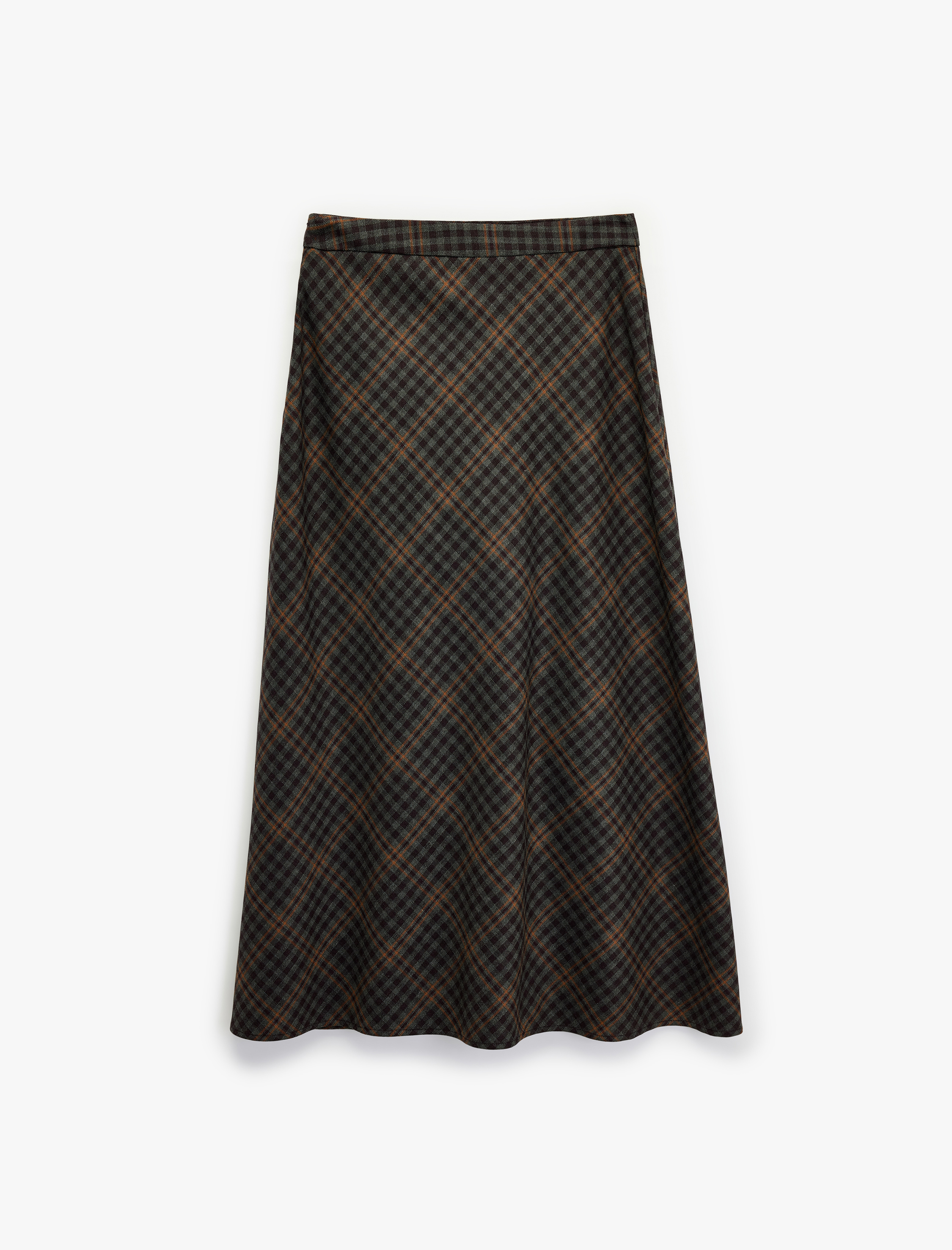   Rahat Kalıp Çan Kesim Midi Boy Ekose Etek