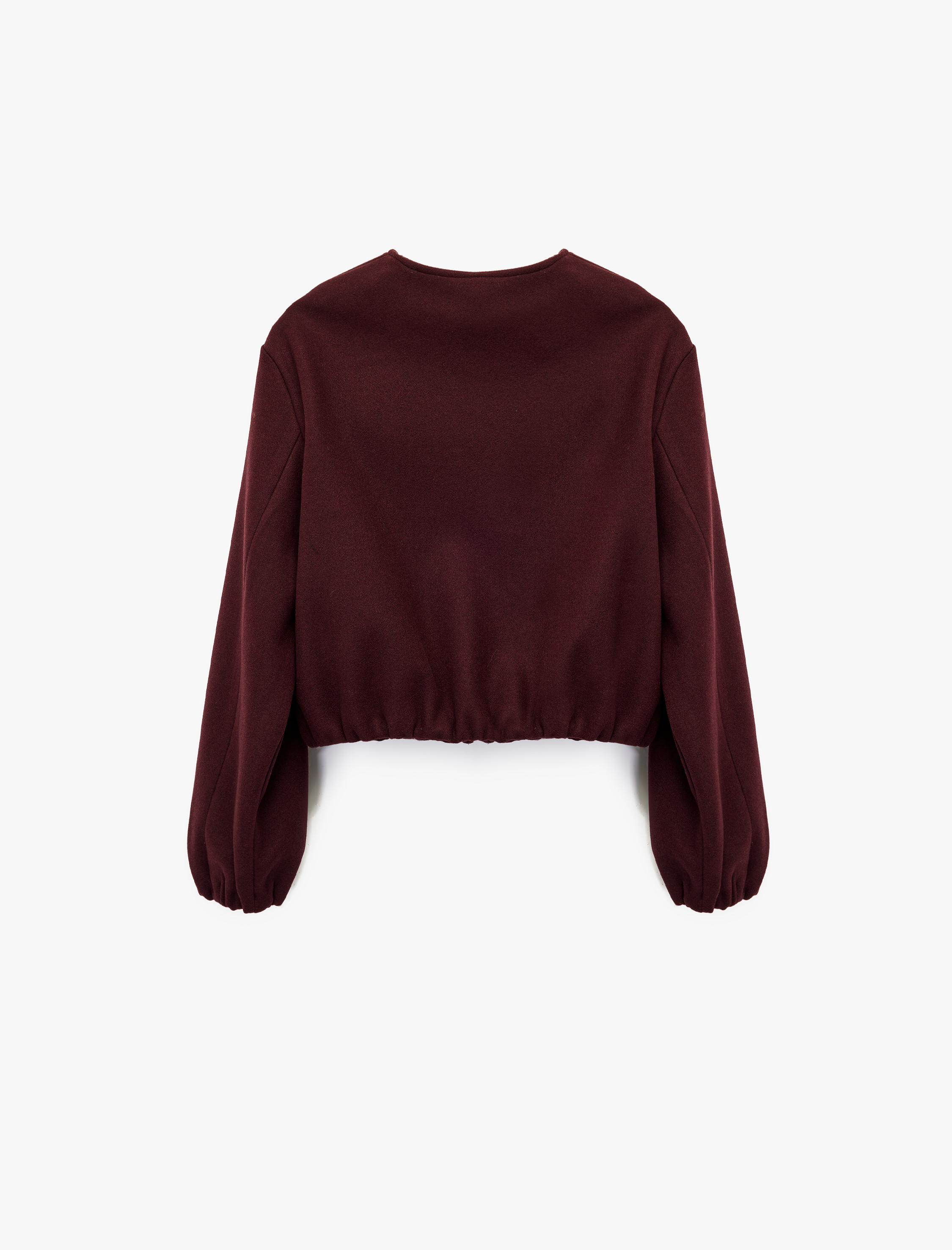   Kaşe Bomber Ceket Crop Bisiklet Yaka Fermuarlı Cepli Uzun Kollu