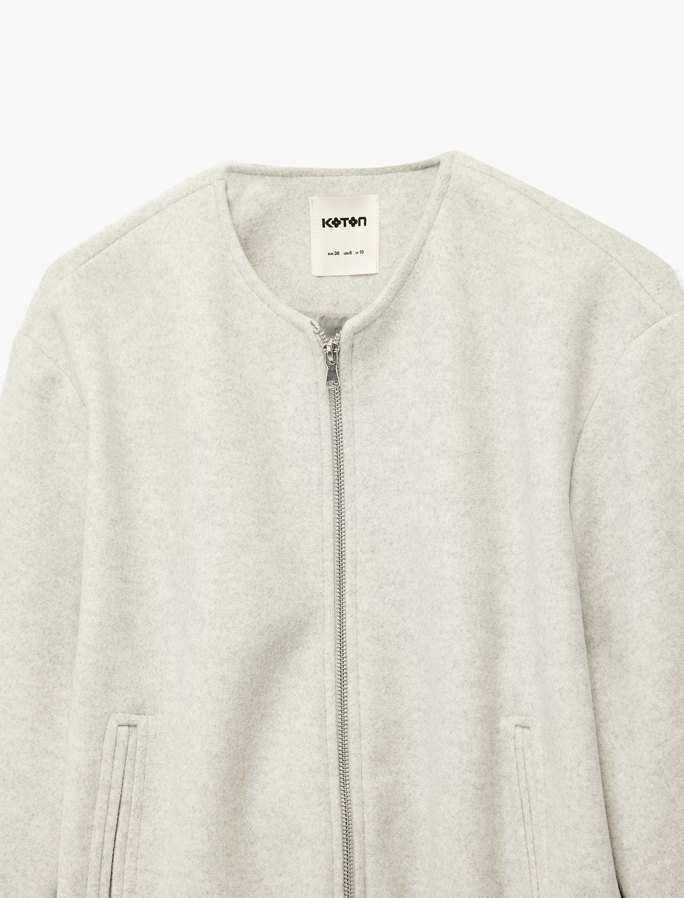   Kaşe Bomber Ceket Crop Bisiklet Yaka Fermuarlı Cepli Uzun Kollu