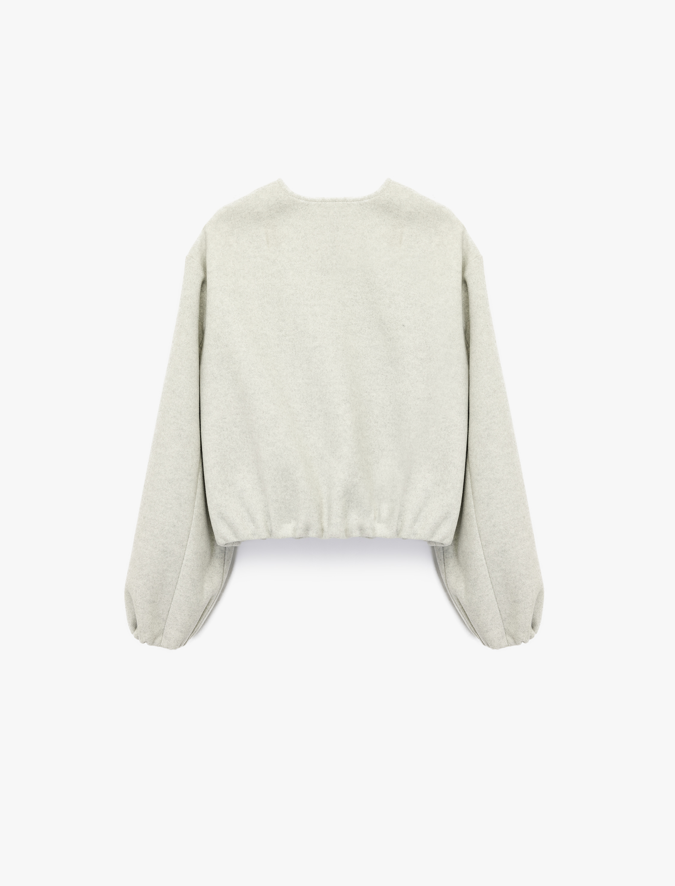   Kaşe Bomber Ceket Crop Bisiklet Yaka Fermuarlı Cepli Uzun Kollu