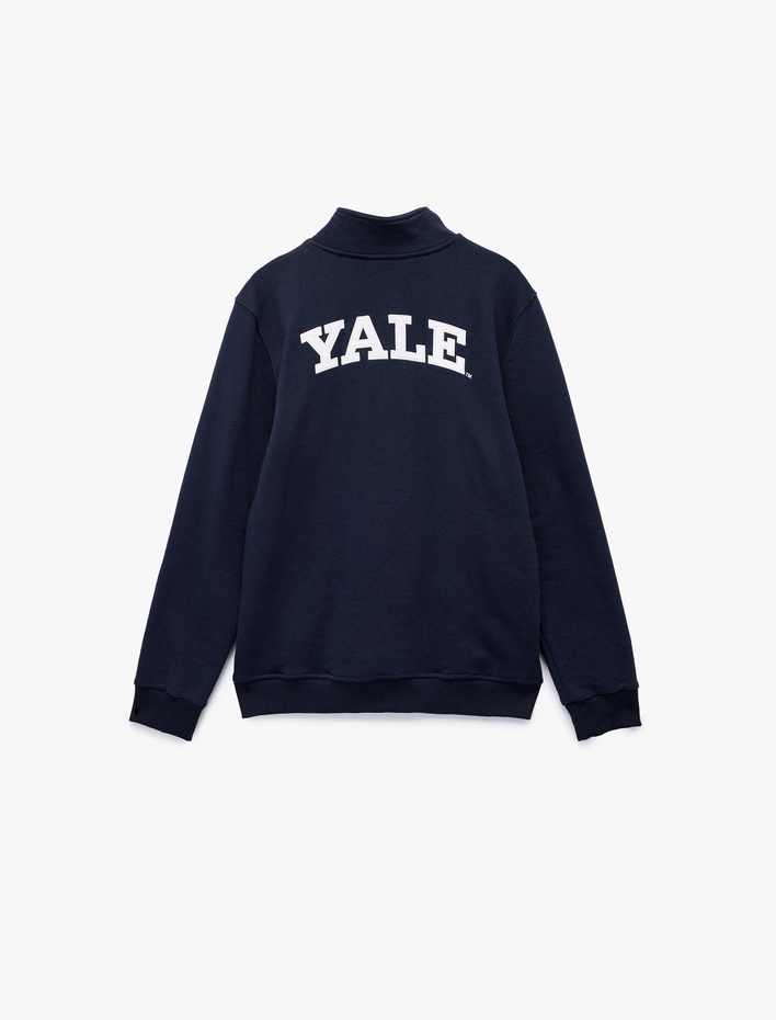  Uzun Kollu Yarım Fermuarlı Lisanslı Yale Baskılı Şardonlu Sweatshirt