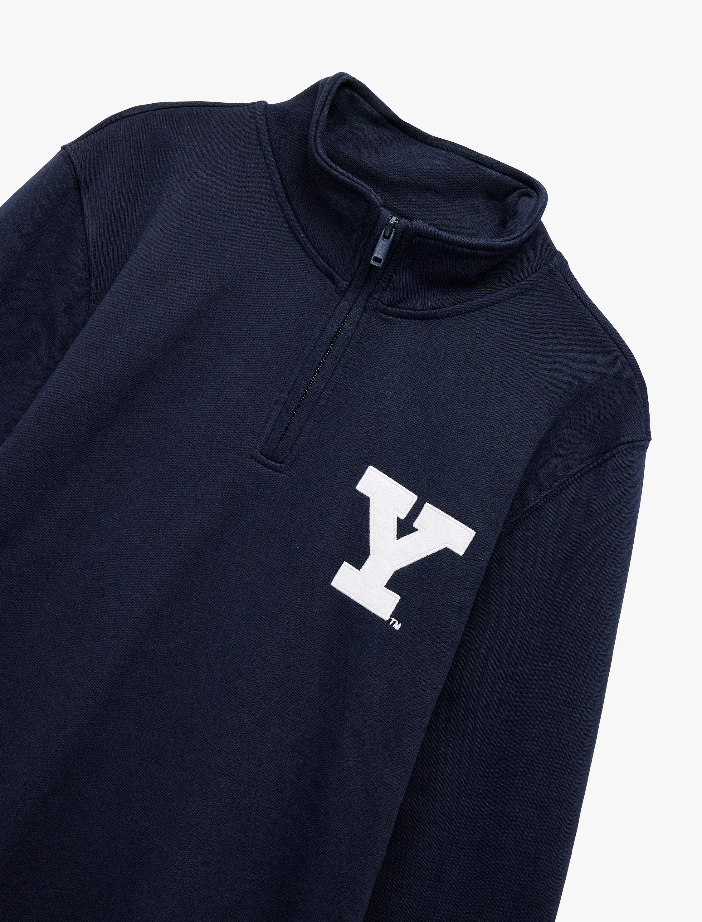   Uzun Kollu Yarım Fermuarlı Lisanslı Yale Baskılı Şardonlu Sweatshirt