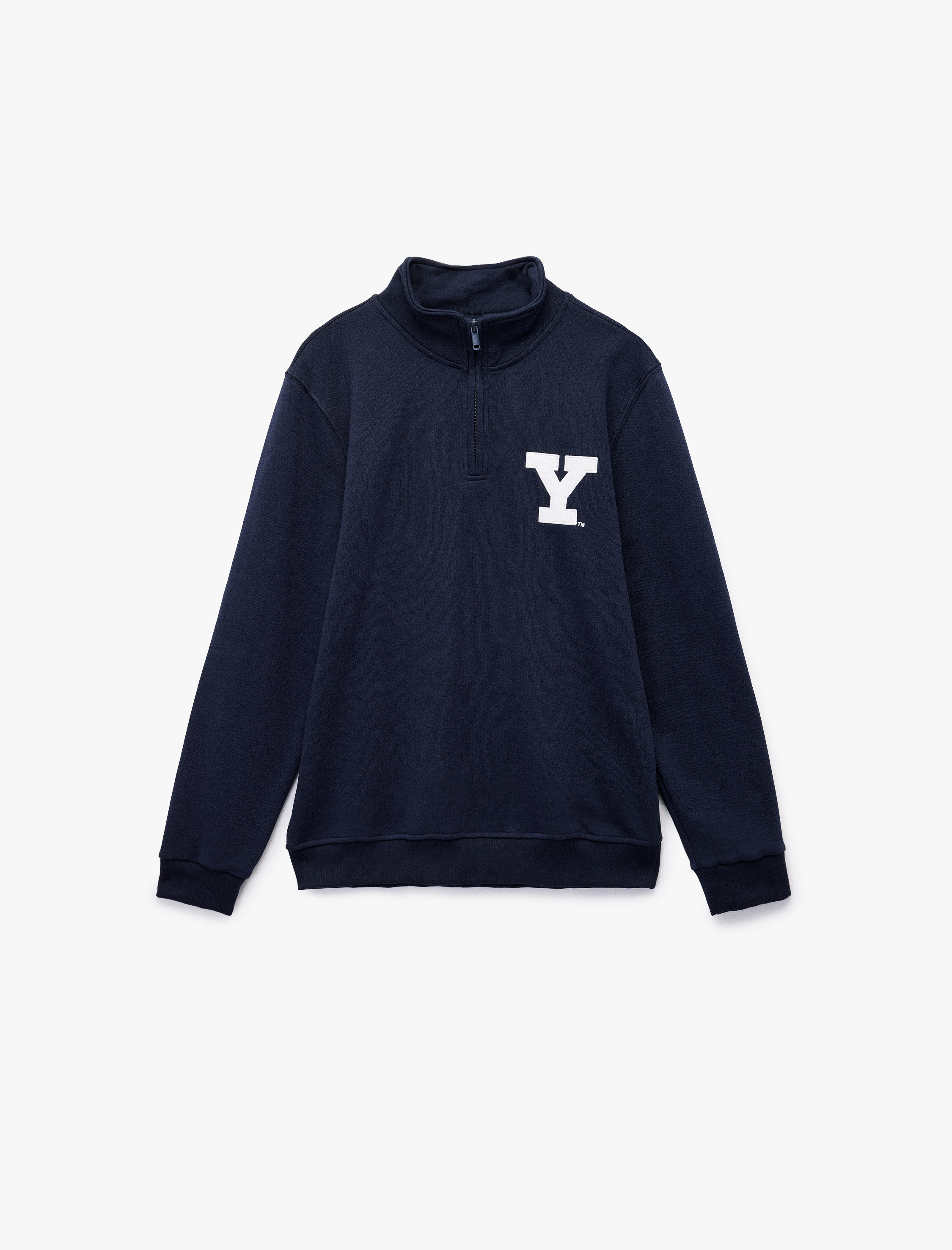   Uzun Kollu Yarım Fermuarlı Lisanslı Yale Baskılı Şardonlu Sweatshirt