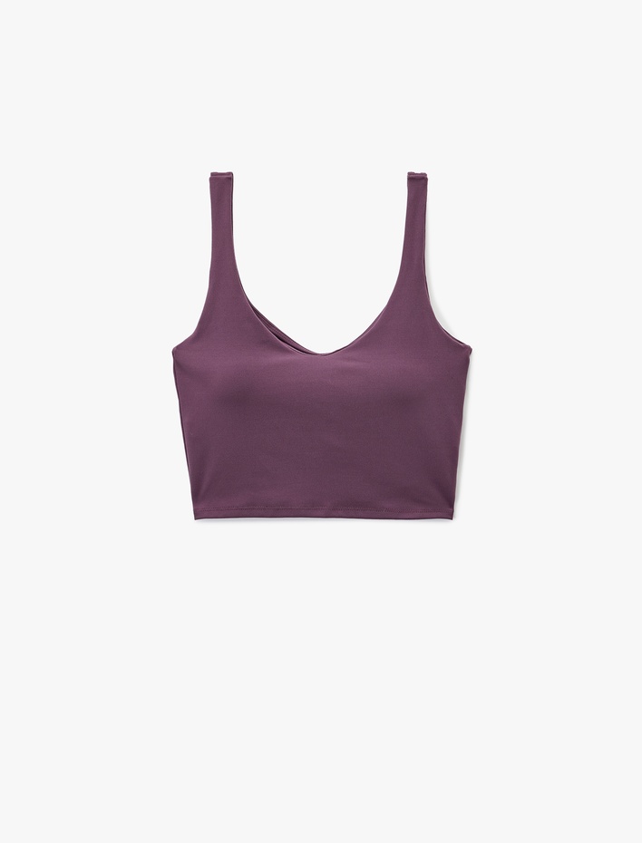  V Yaka Kolsuz Kaplı Slim Fit Sporcu Sütyeni