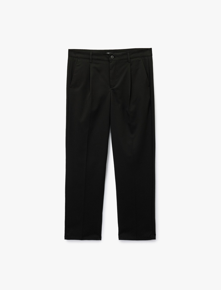  Rahat Kalıp Viskon Karışımlı Pileli Kumaş Pantolon