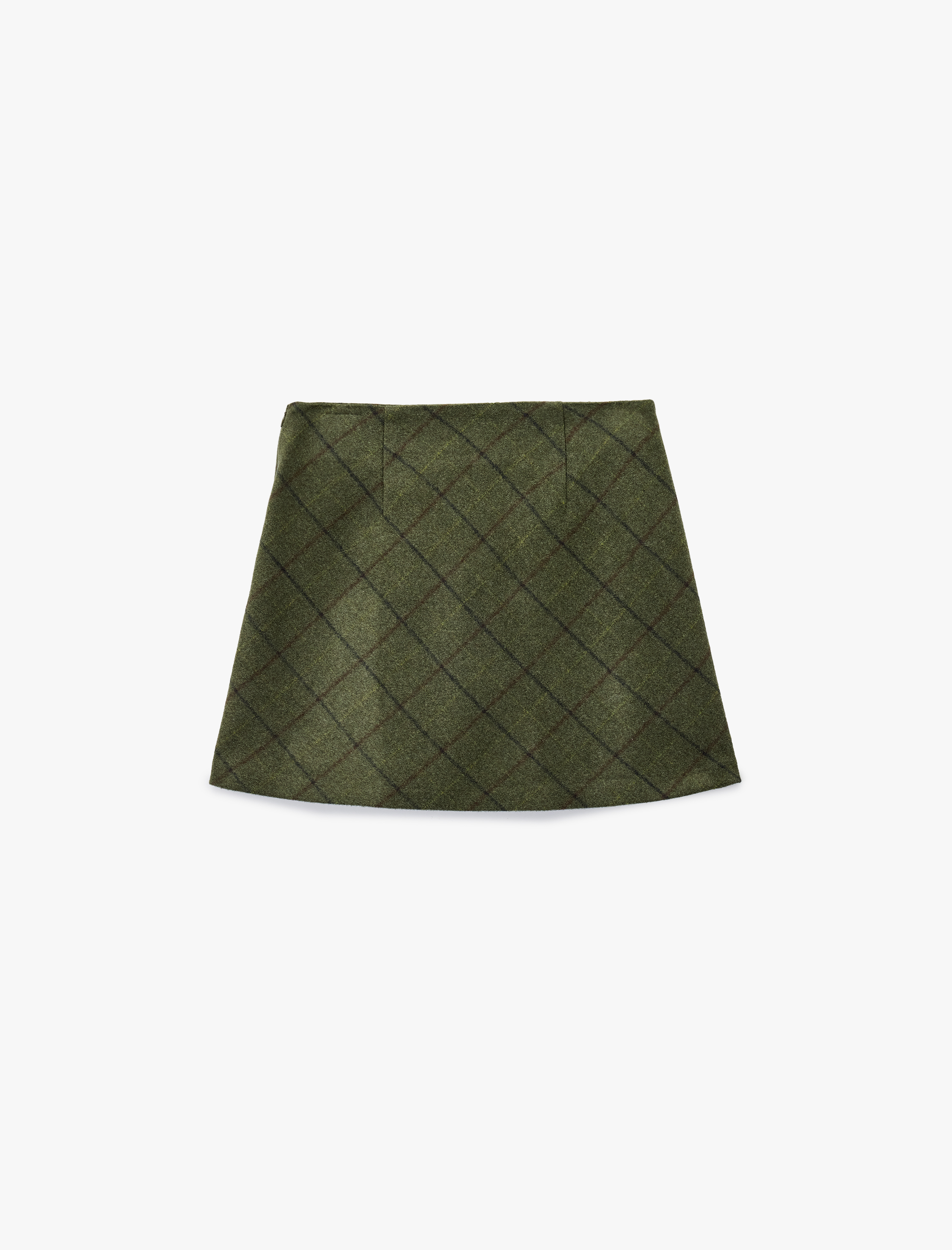   A Kesim Kareli Kışlık Mini Etek