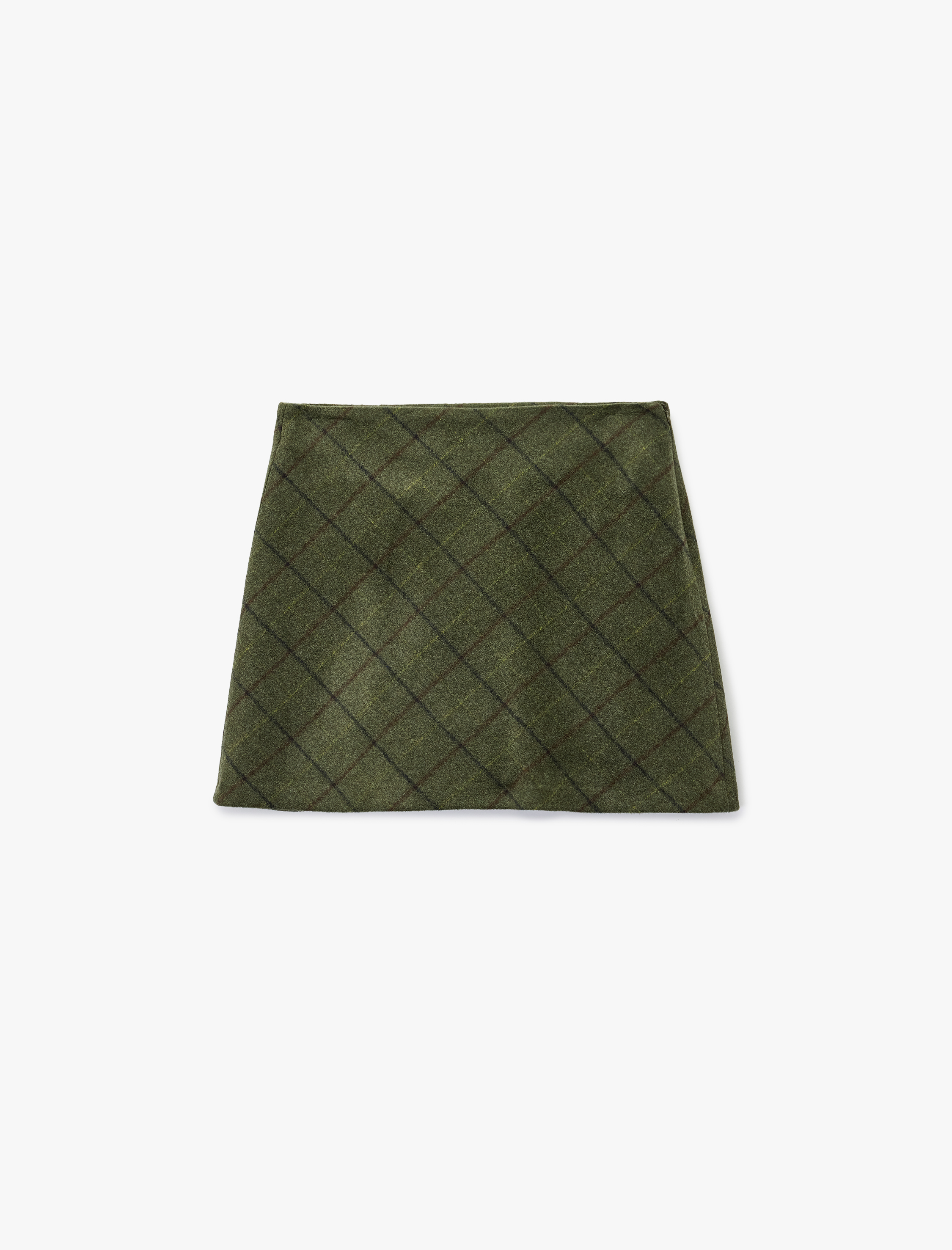   A Kesim Kareli Kışlık Mini Etek