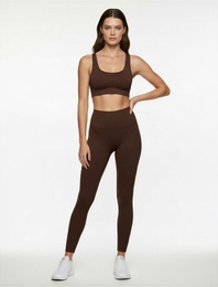 Yüksek Bel Slim Fit Dikiş Detaylı Spor Tayt