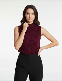 Slim Fit Balıkçı Yaka Kolsuz Floral Desenli Bluz